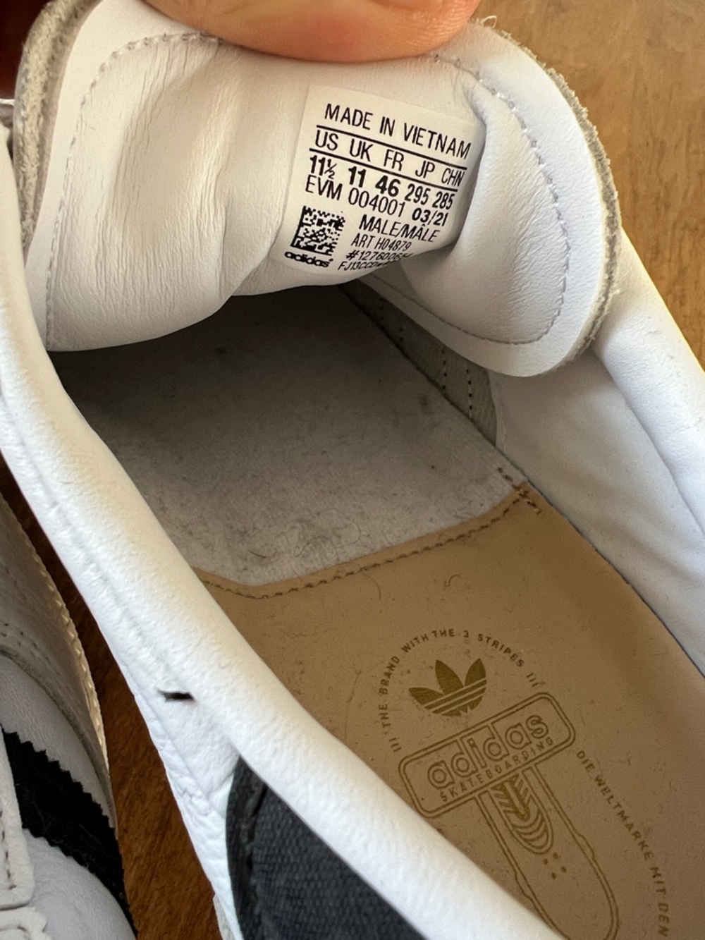 adidas Busenitz White and Black Leather Skate Sneakers - Picture 2 of 4